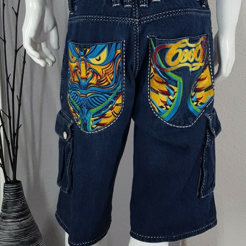 Men's Blue Graphic Cargo Shorts